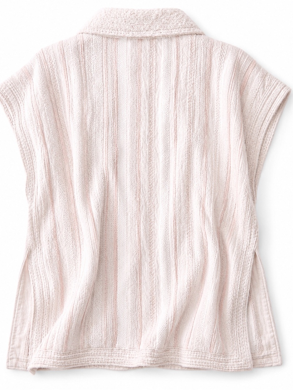 Faune Cotton Knit Shawl Collar Vest Oatmeal Cream Size Medium - Picture 4 of 8
